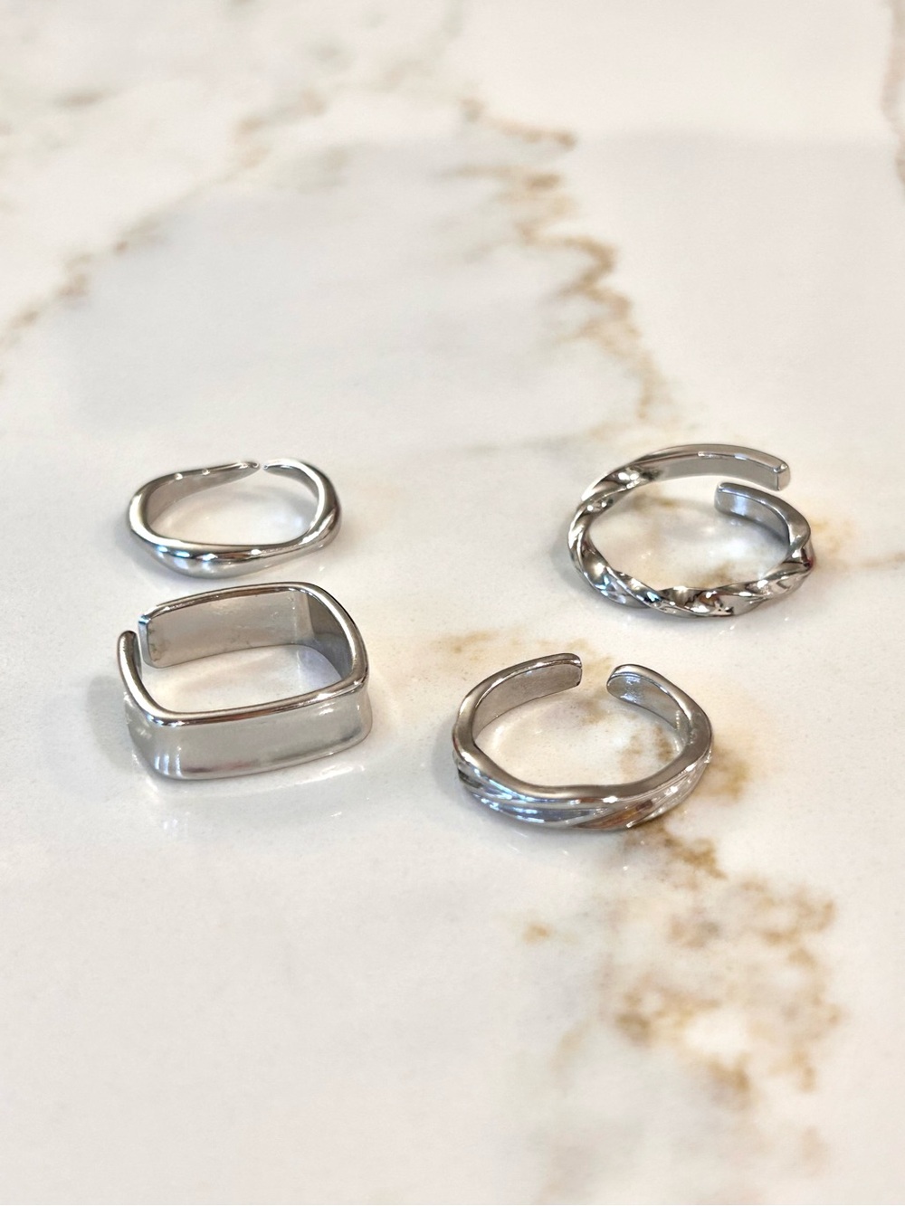 Silver Tone Women's Mixed Stackable Rings Set - Picture 4 of 6